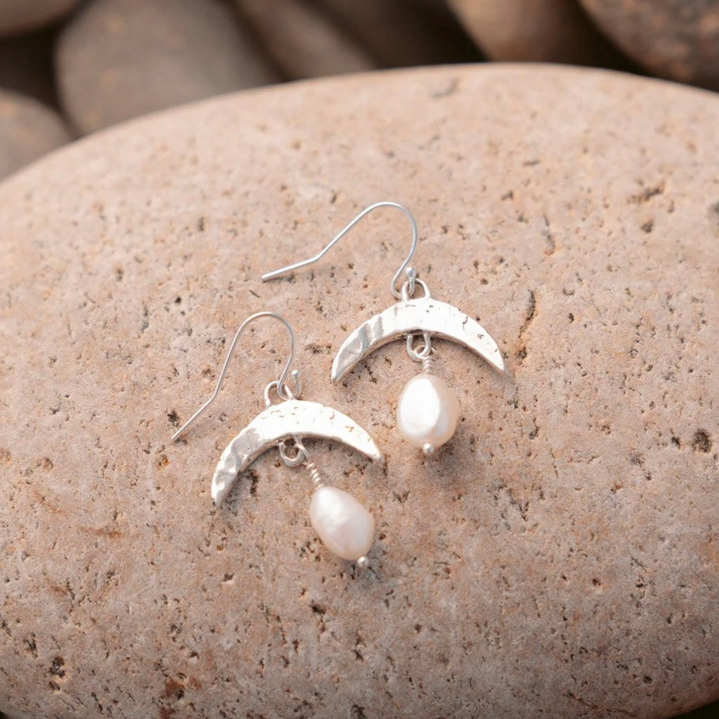 Cressida Pearl Moon Earrings