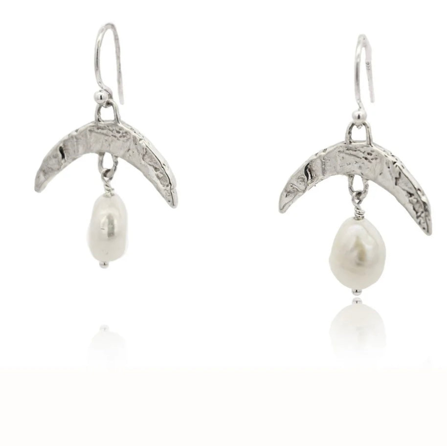 Cressida Pearl Moon Earrings