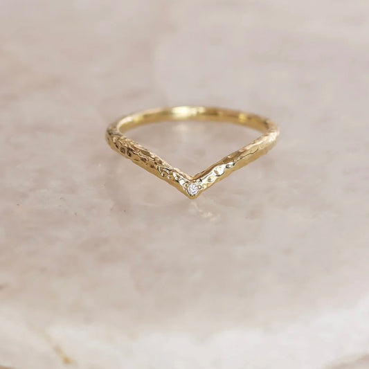 Solid Gold Chevron Diamond Ring
