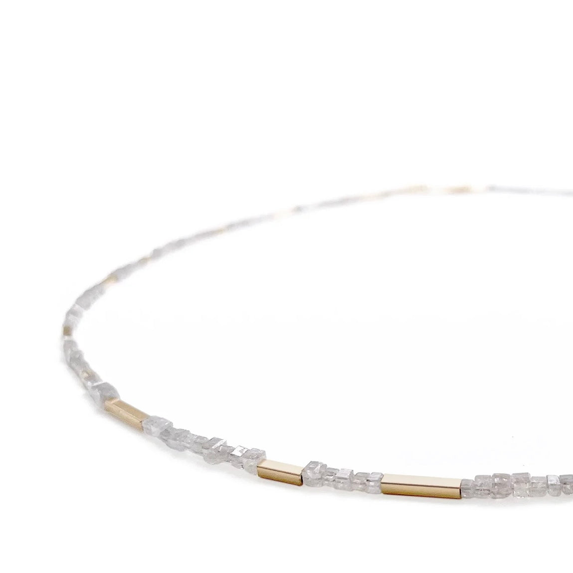 Grey Diamond Cube and Gold Necklace