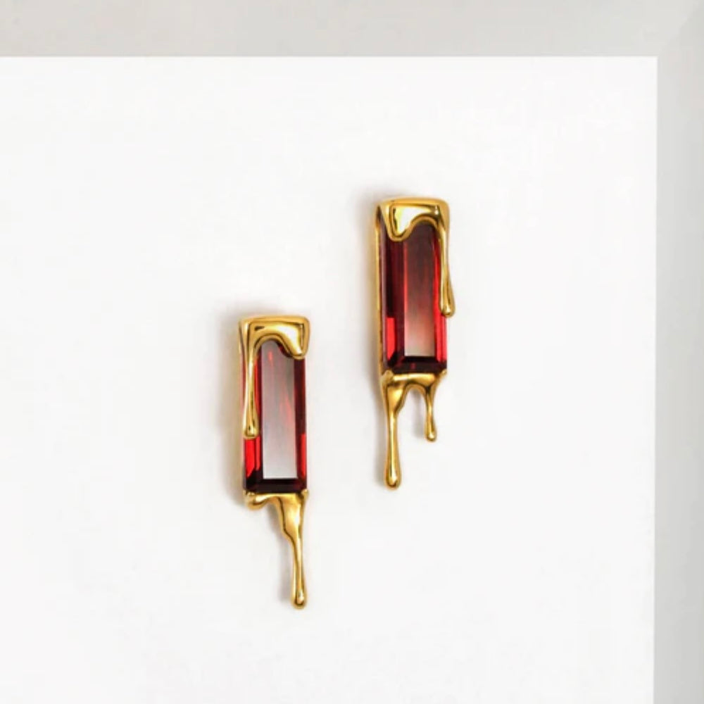 Dripping Gemstone Earring