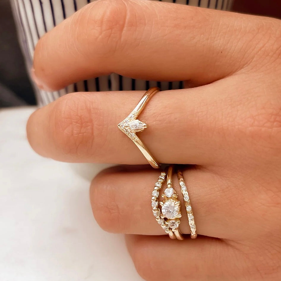 Solid Gold Textured Diamond Band