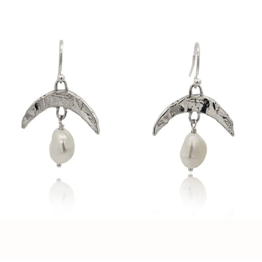 Cressida Pearl Moon Earrings