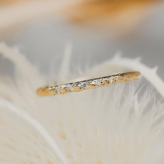 Solid Gold Textured Diamond Band