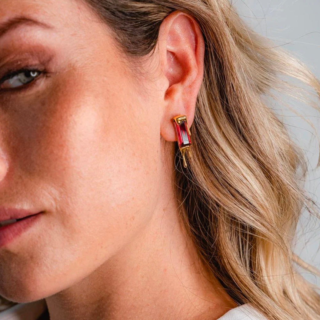 Dripping Gemstone Earring