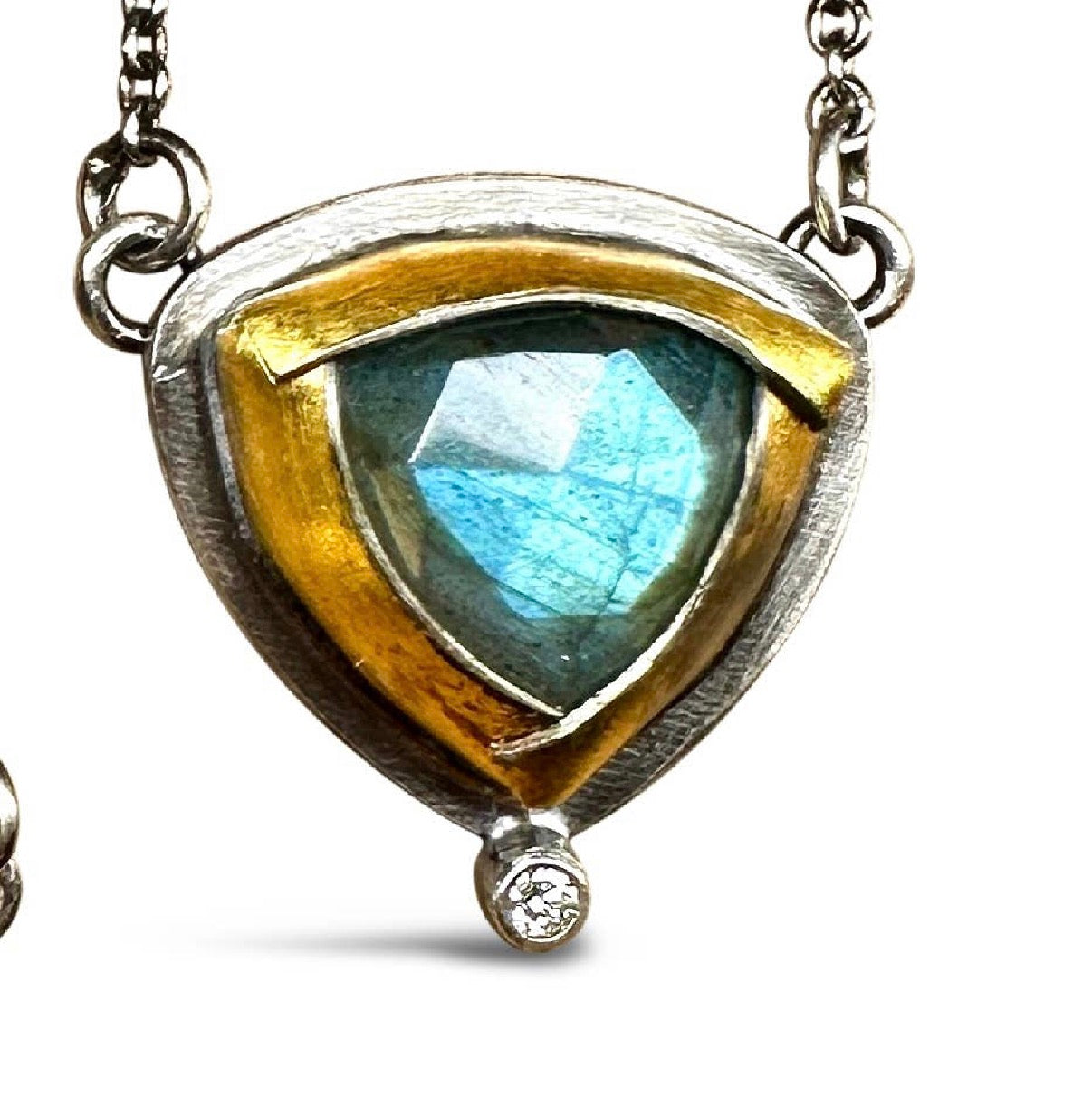 Petite Tri Fold Gemstone Necklace With Diamond