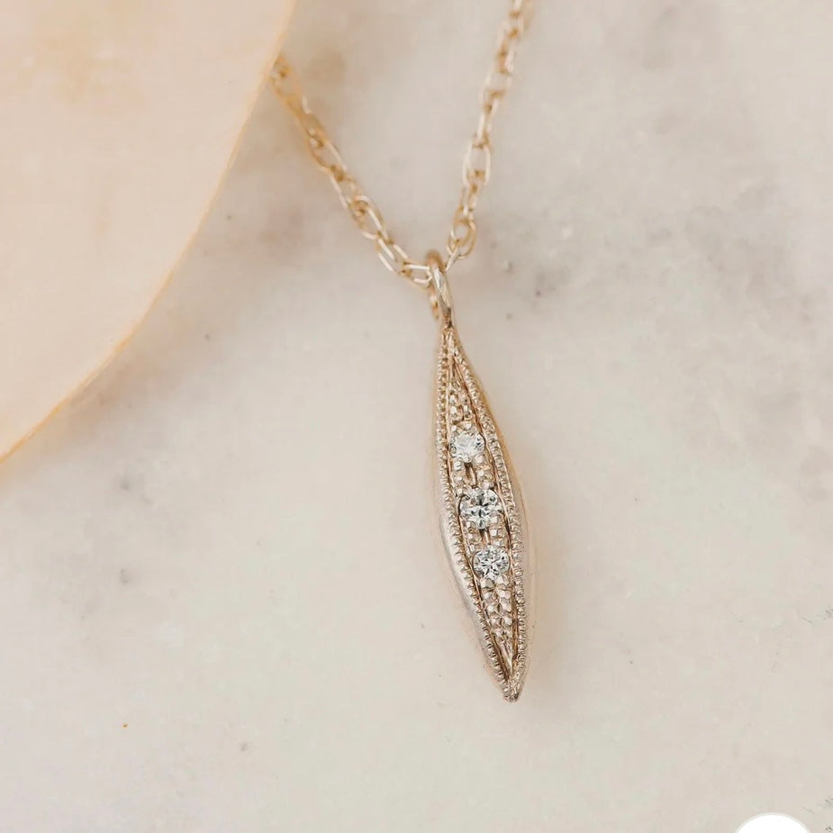 Sterling Silver Modern Triple Diamond Peak Necklace
