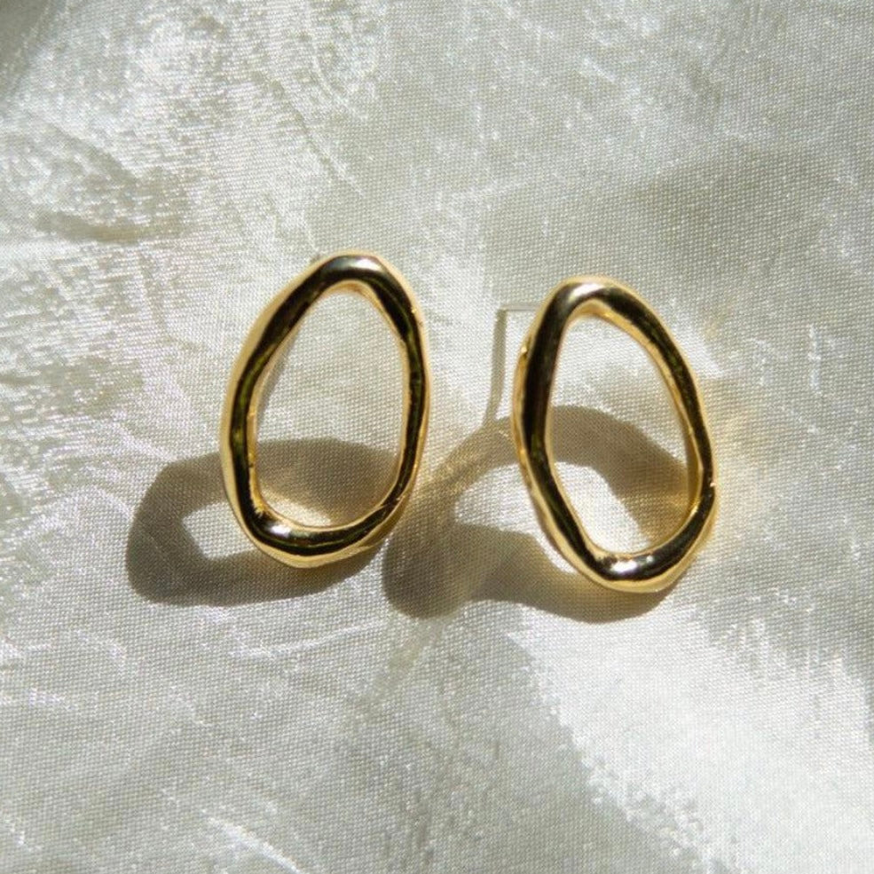 Organic Open Circle Stud Earrings