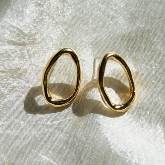 Organic Open Circle Stud Earrings