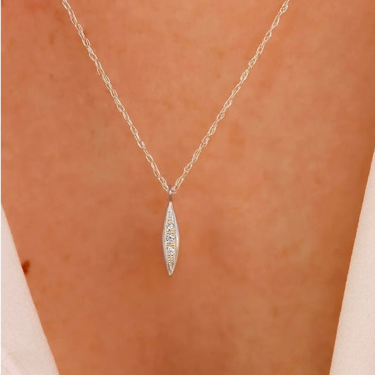 Sterling Silver Modern Triple Diamond Peak Necklace