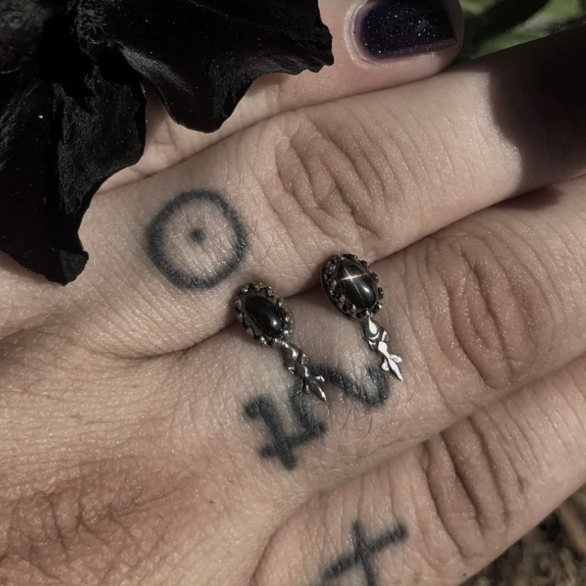 Black Star Diopside Phobia Studs