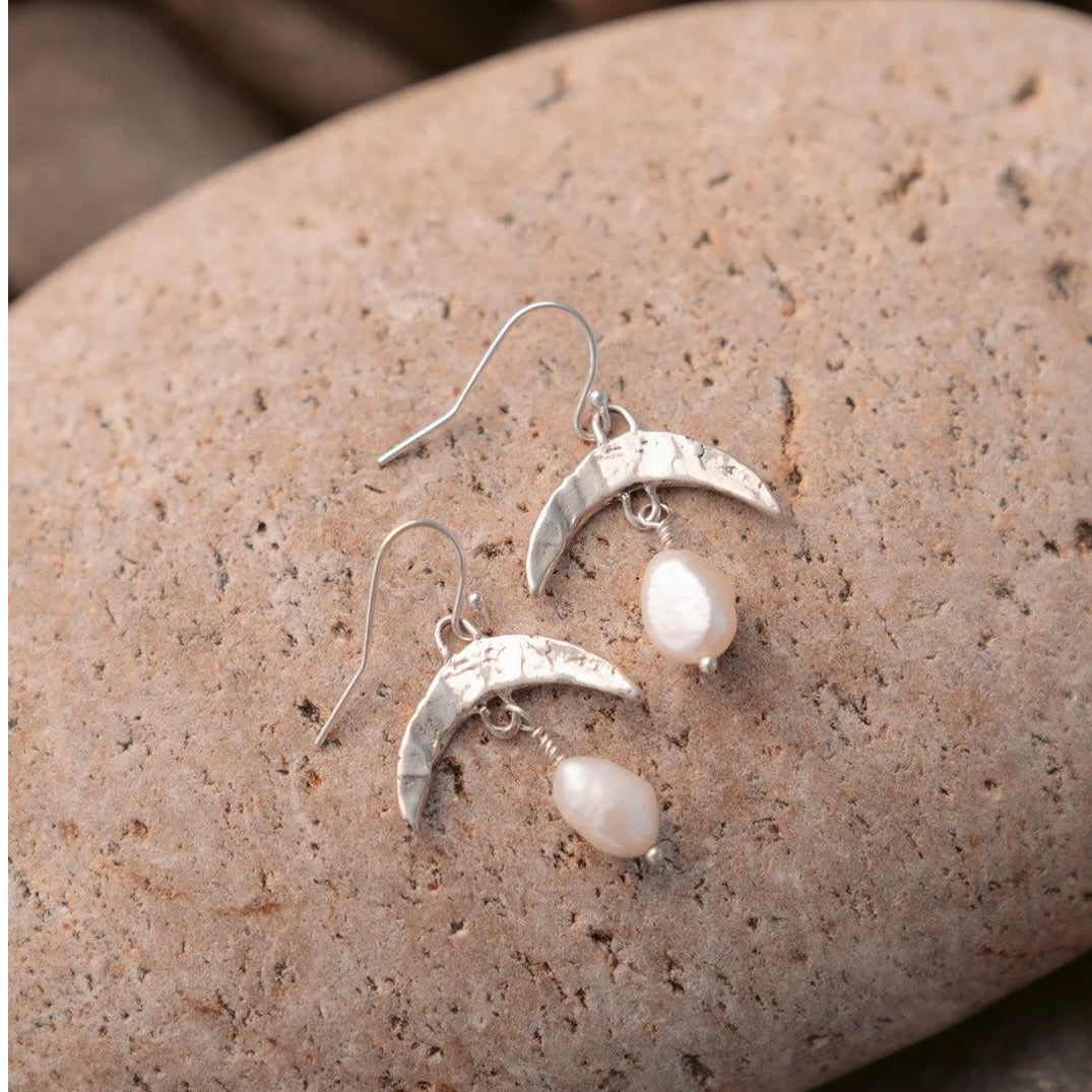 Cressida Pearl Moon Earrings