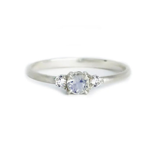 Sterling Moonstone and Sapphire Ring