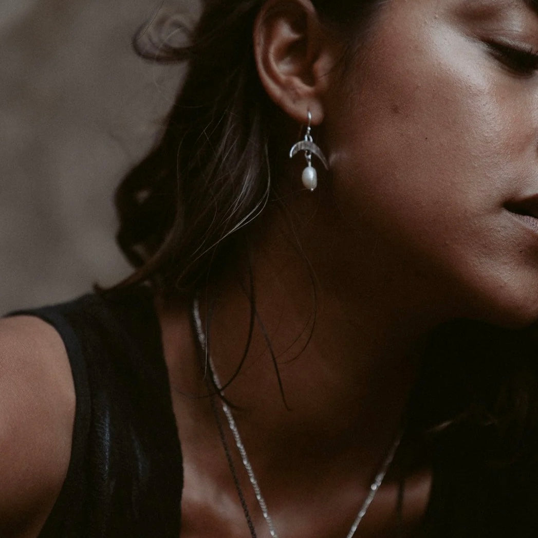 Cressida Pearl Moon Earrings