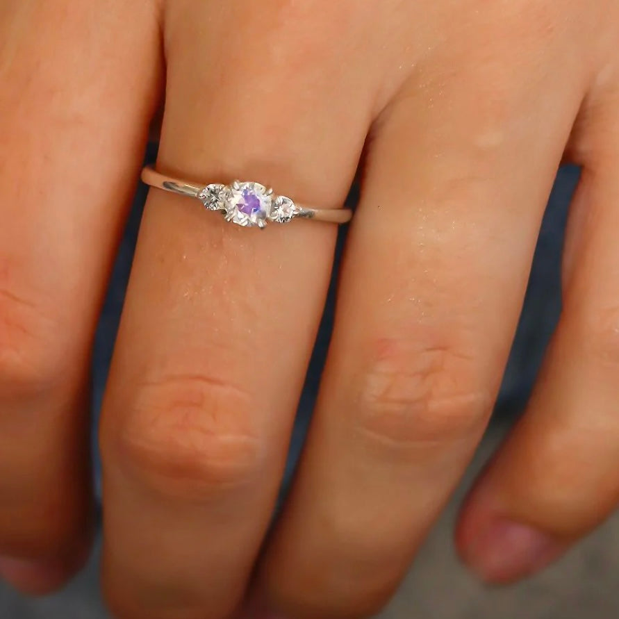 Sterling Moonstone and Sapphire Ring