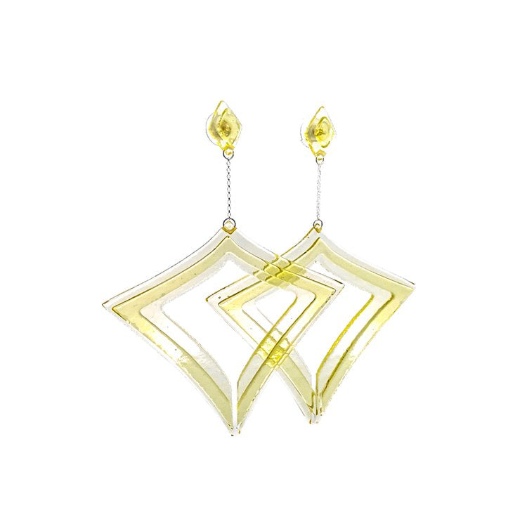 Green Tea Stacked Diamond Hoop Drop Earrings