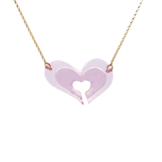 Fuchsia Stacked Heart Necklace