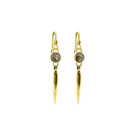 Pyrite & Bronze Spike Earrings