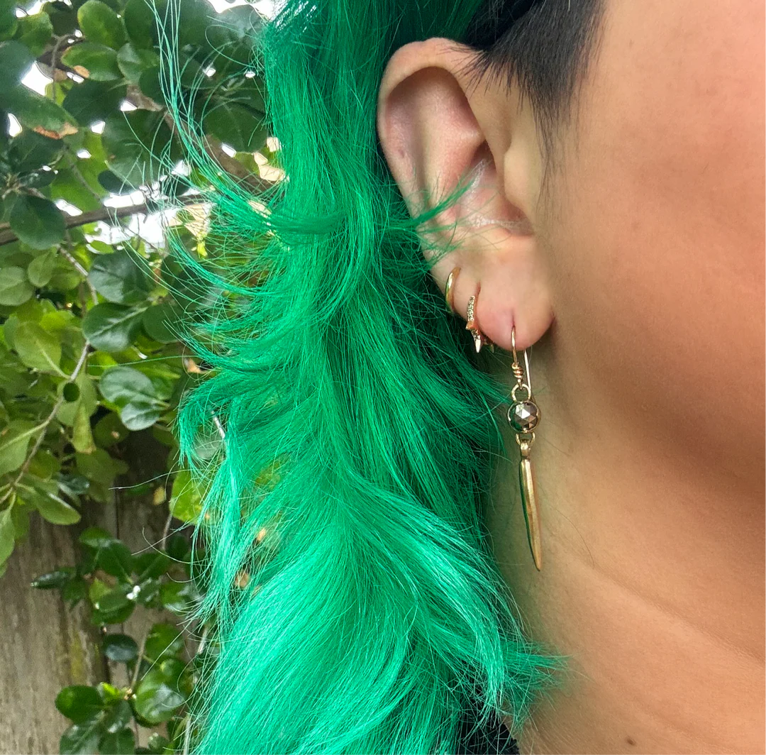 Pyrite & Bronze Spike Earrings