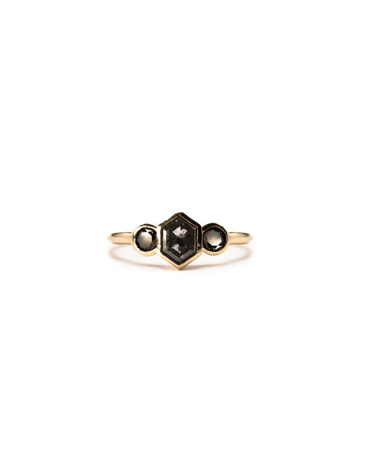 3 Stone Hex Ring