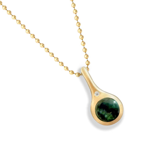 Droplet Pendant dark green tourmaline 18K