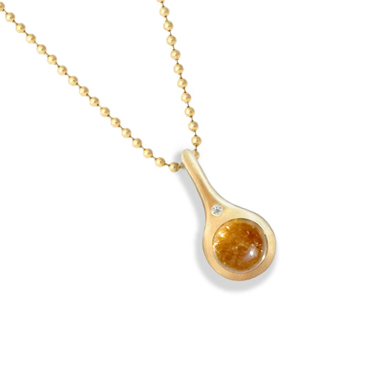 Droplet Pendant orange tourmaline 18K