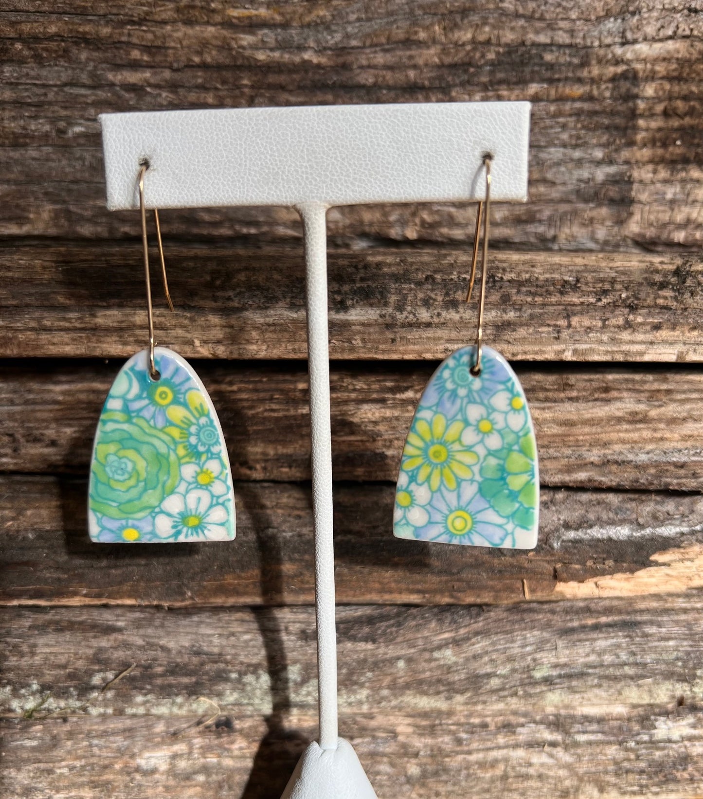 Summer Bouquet Print Hand Painted Porcelain Earrings