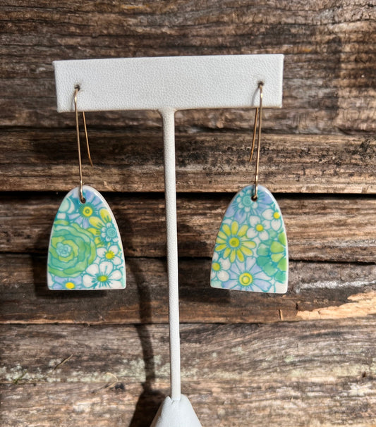 Summer Bouquet Print Hand Painted Porcelain Earrings
