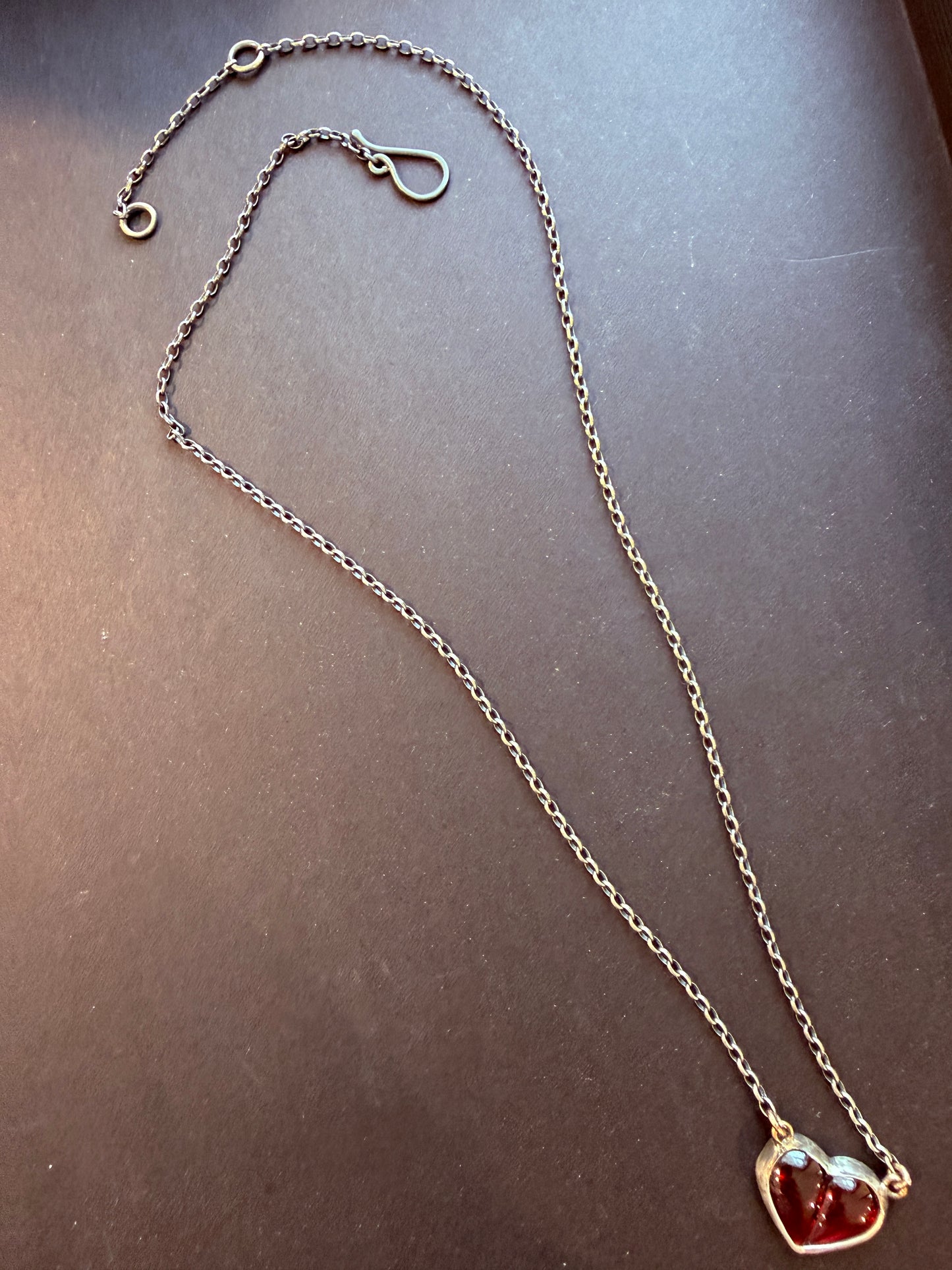 Garnet 2 Part Heart Necklace