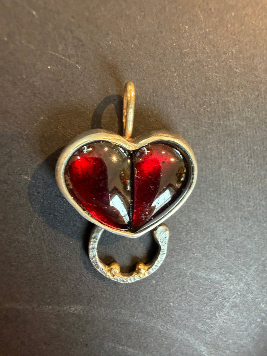 Garnet 2 Part Heart Charmkeeper