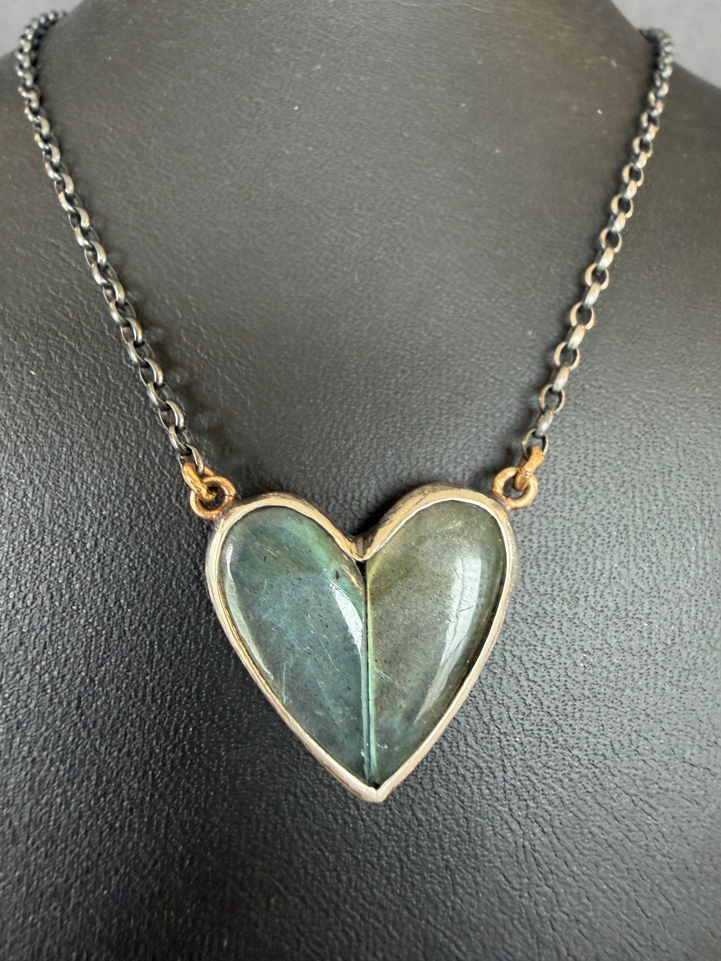 Labradorite 2 Part Heart Necklace
