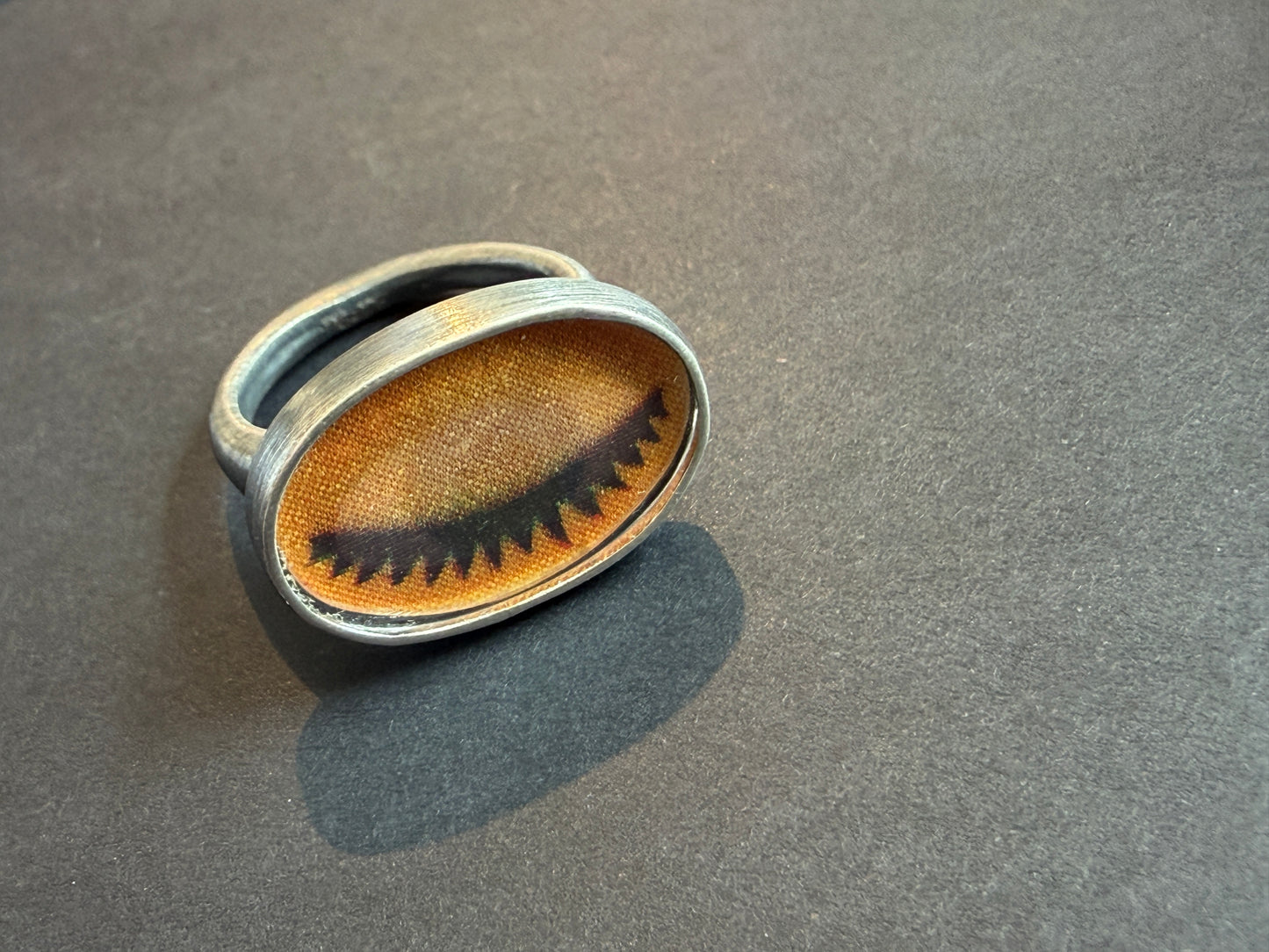 Vintage Green Eye Winky Signet Ring in Sterling Silver
