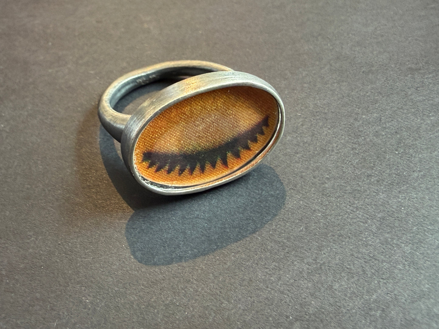 Vintage Green Eye Winky Signet Ring in Sterling Silver