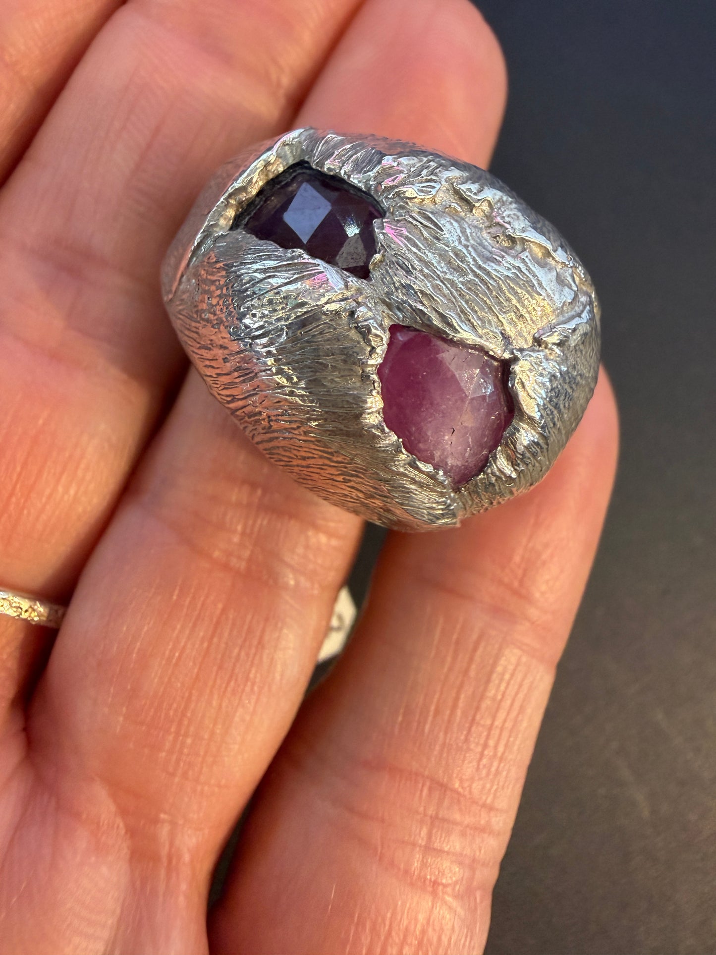 Pink Sapphire Peony Bud Ring