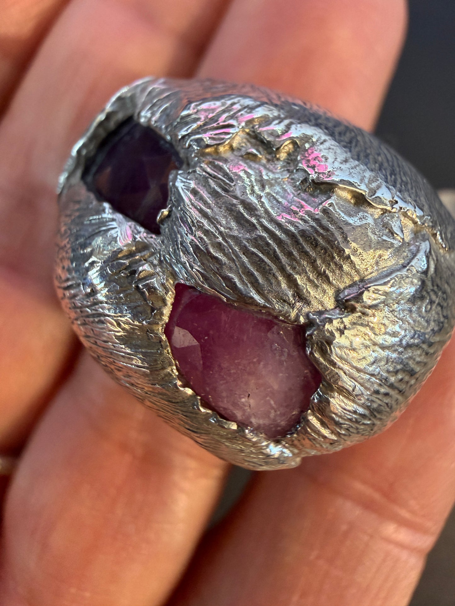 Pink Sapphire Peony Bud Ring