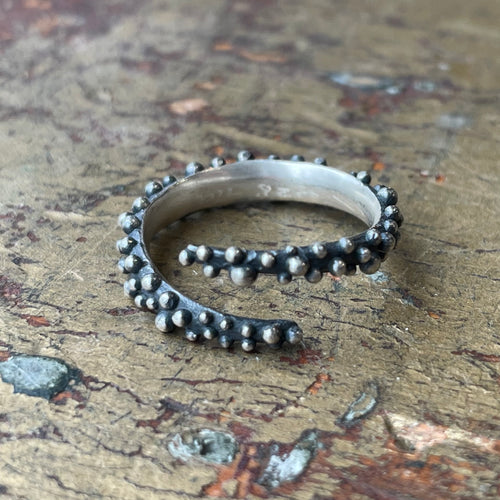 Bumpy Oxidized Silver Spiral Ring
