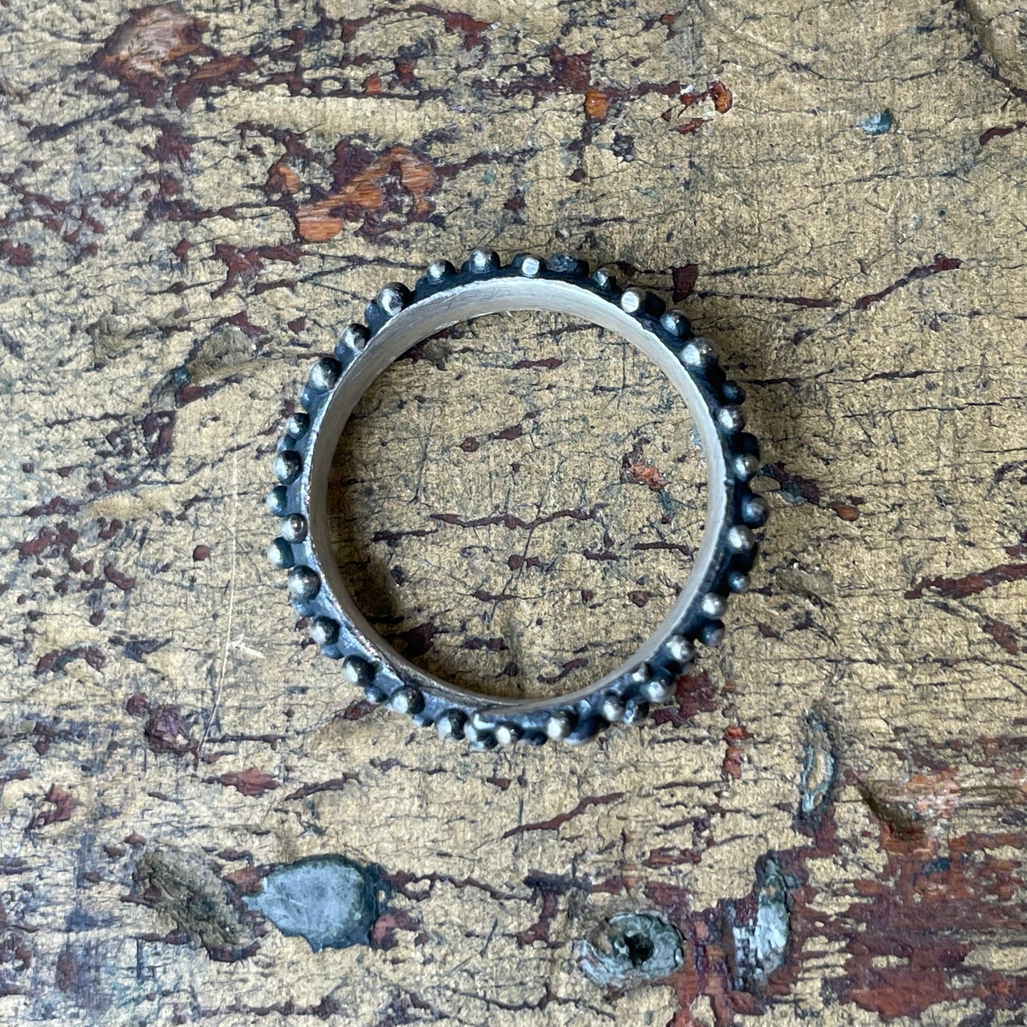 Bumpy Oxidized Silver Spiral Ring