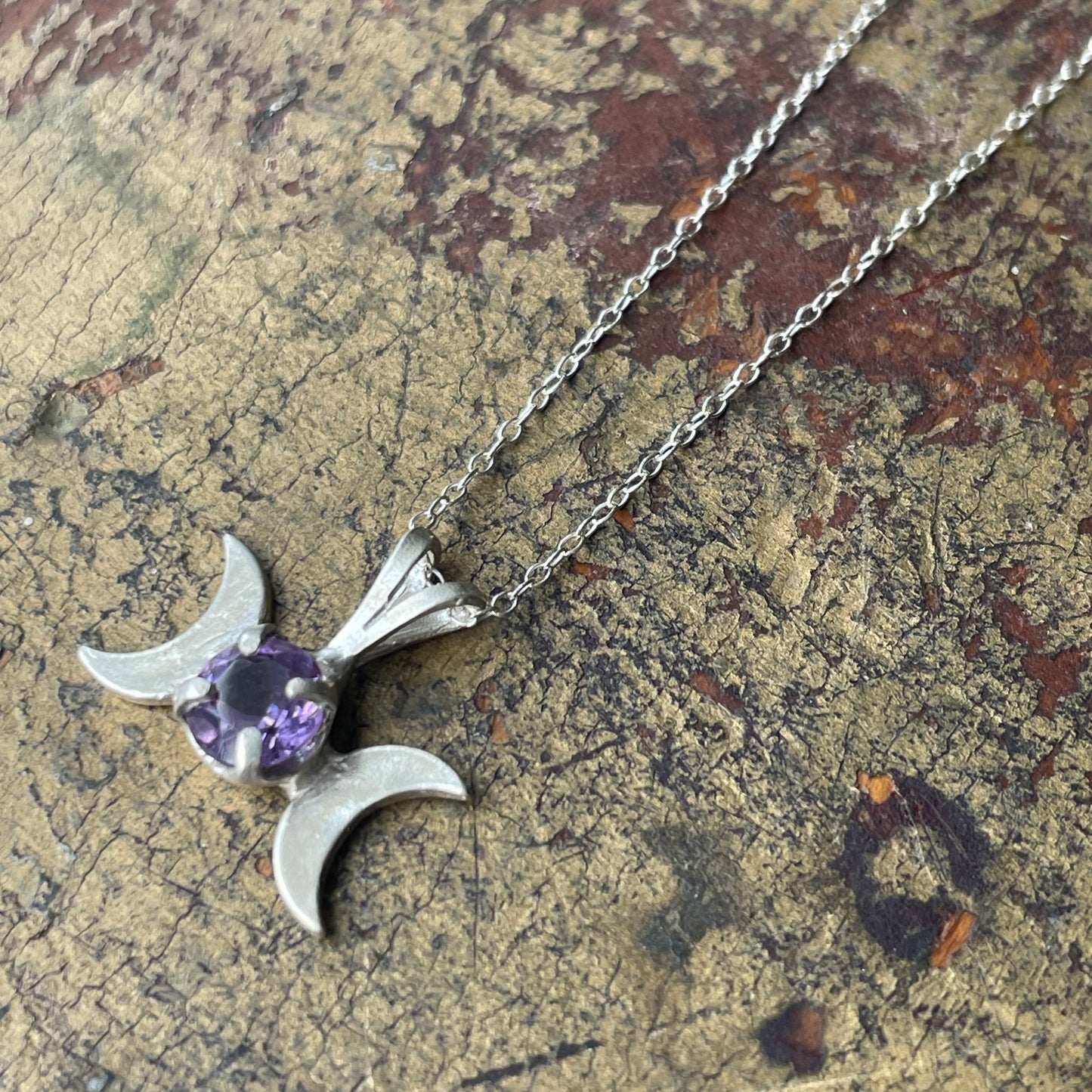 Triple Moon Amethyst Pendant