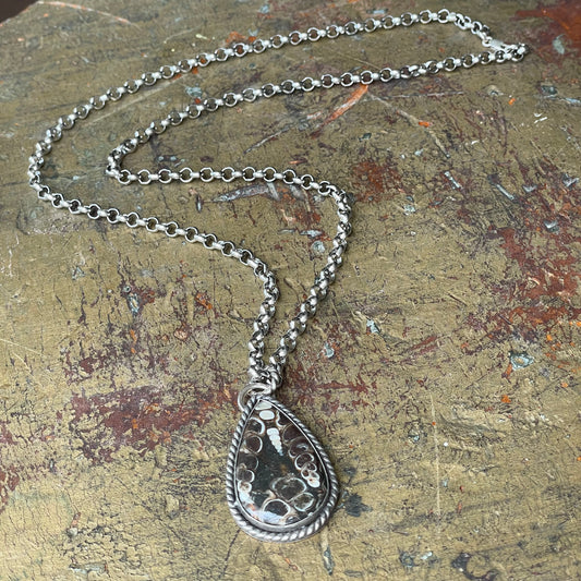 Teardrop Fossillized Shell Pendant