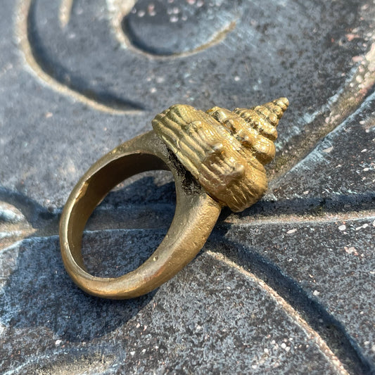 Brass Shell Cocktail Ring