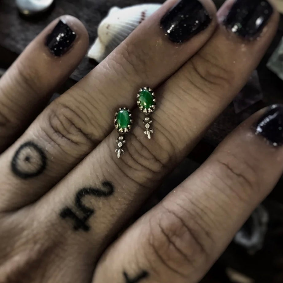 Malachite Phobia Studs