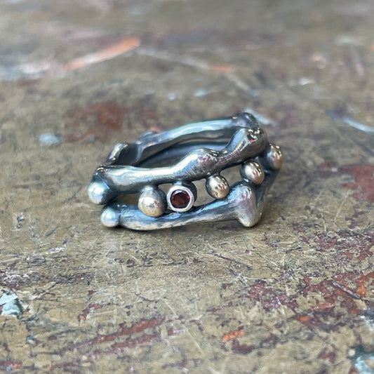 Sterling Ring With Gold and Garnet