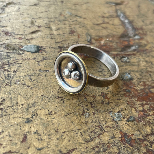 Sterling Ring with Brass Circle