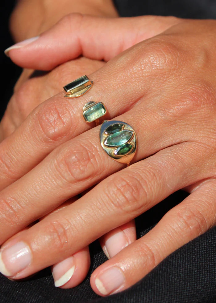 Light Ring in Green Tourmaline 14K