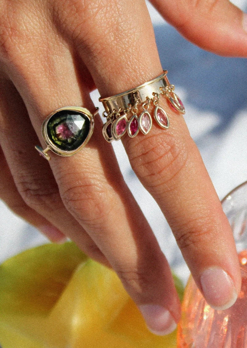 11:11 Dangle Ring in Raspberry 14K