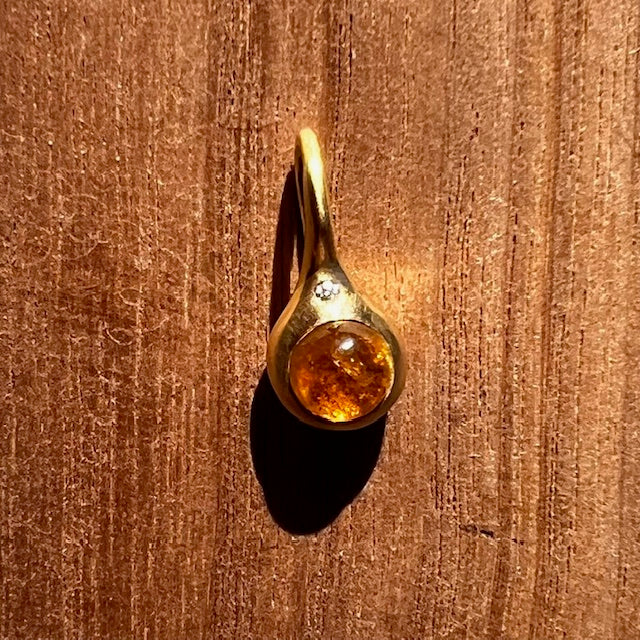 Droplet Pendant orange tourmaline 18K