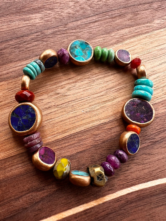 Wildflower and lapis bracelet