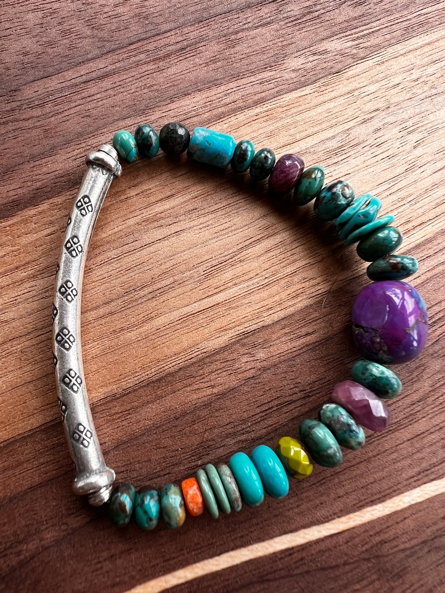 Sterling Silver Purple Turquoise Chunky bracelet