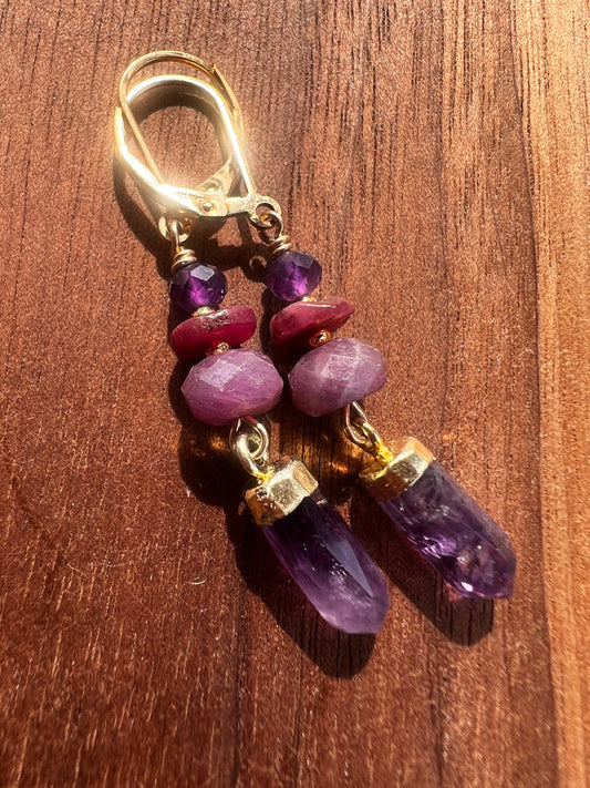 Amethyst Point Dangle Earrings