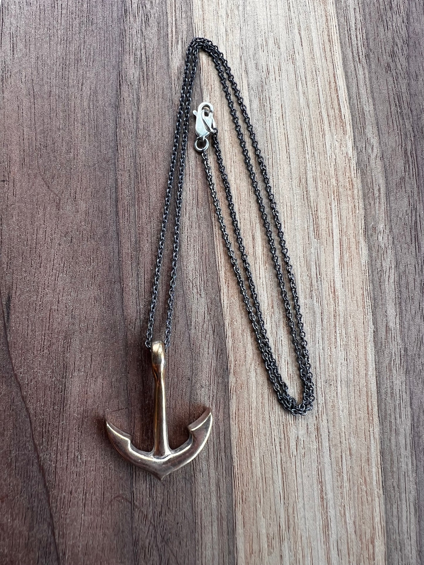 Simple Anchor Bronze Pendant Necklace
